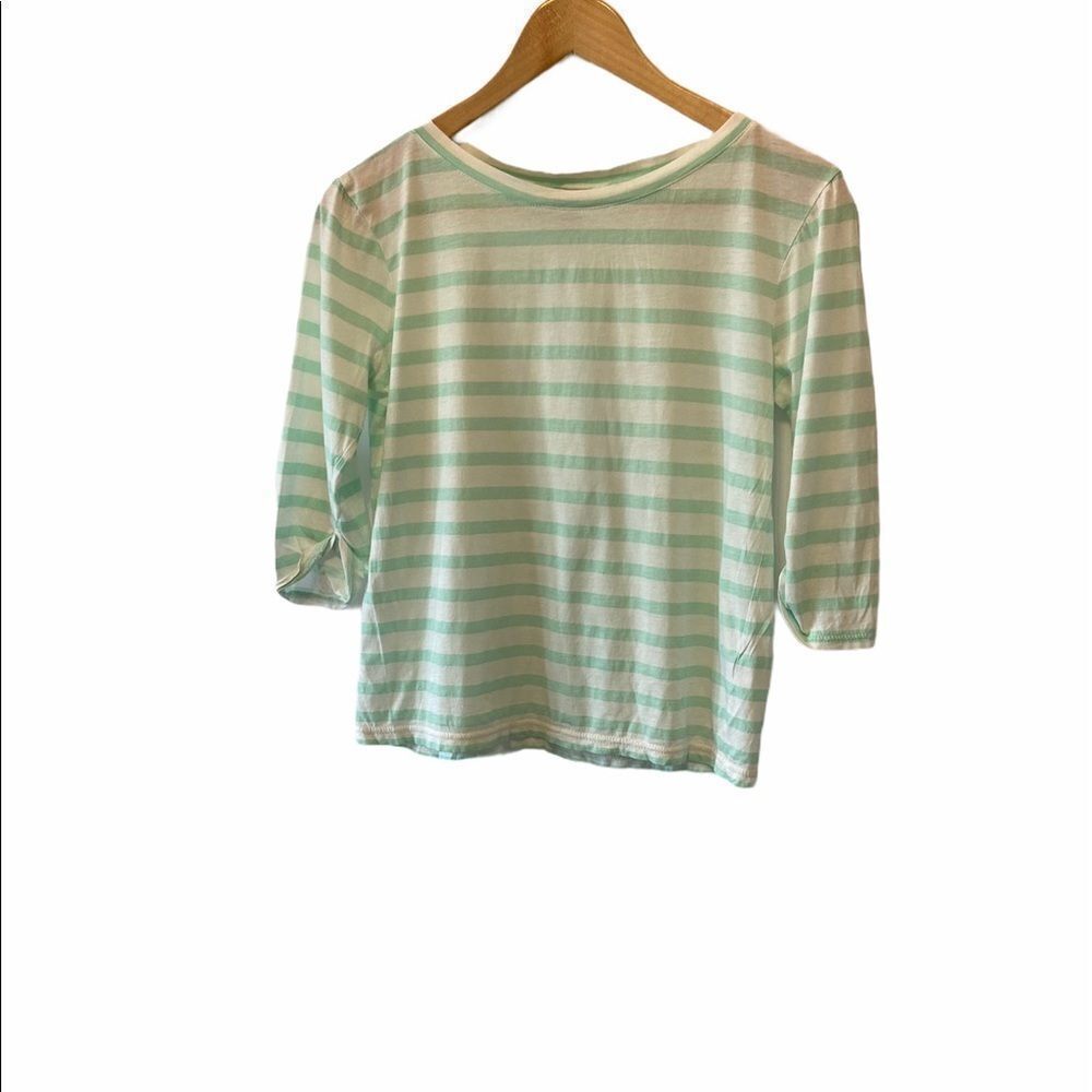 J CREW Mint&White Striped Lightweight BoatNeck Too